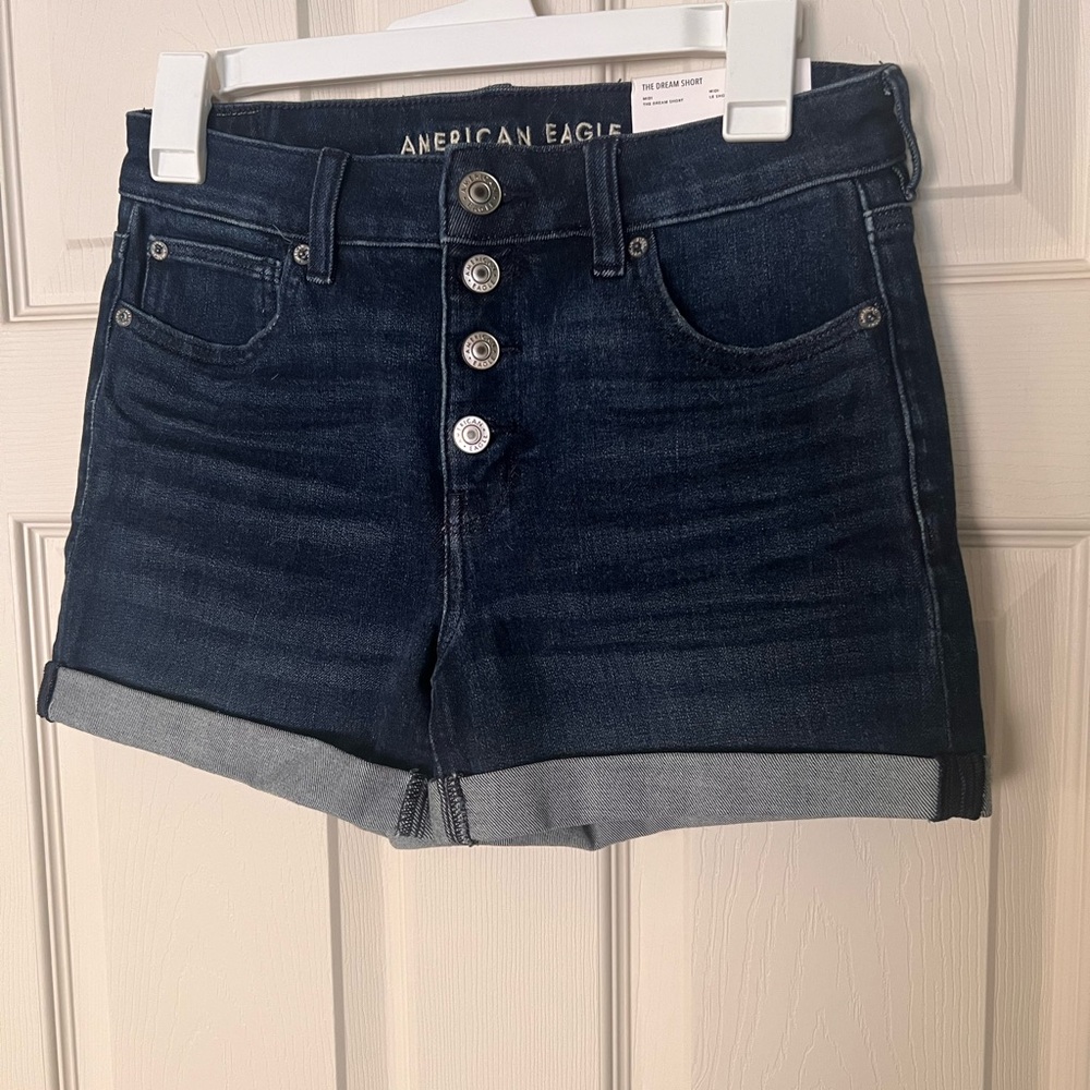 American Eagle Outfitters Women's Dark Blue Denim Shorts